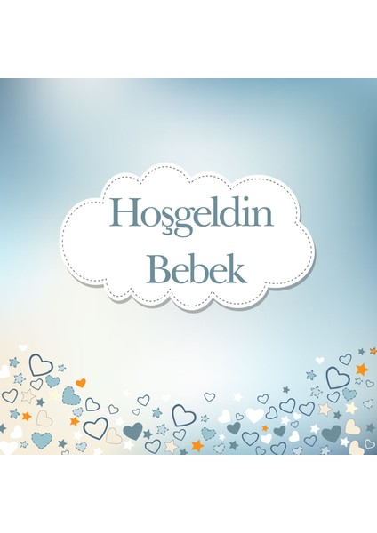Hoş Geldin Bebek Tebrik Kartı 10 x 10 cm + 9'lu Zarf
