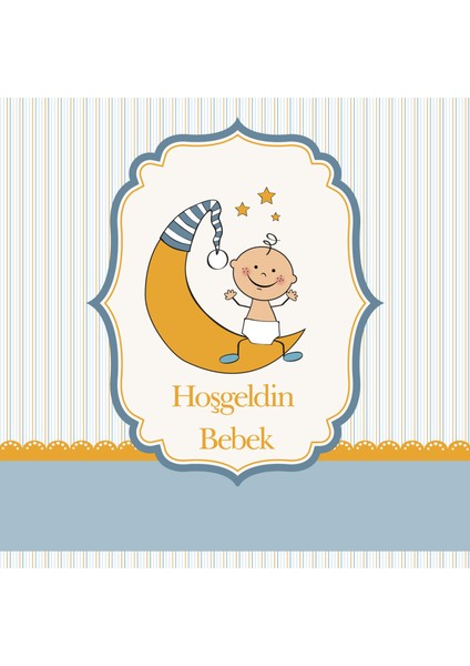 Hoş Geldin Bebek Tebrik Kartı 10 x 10 cm + 9'lu Zarf