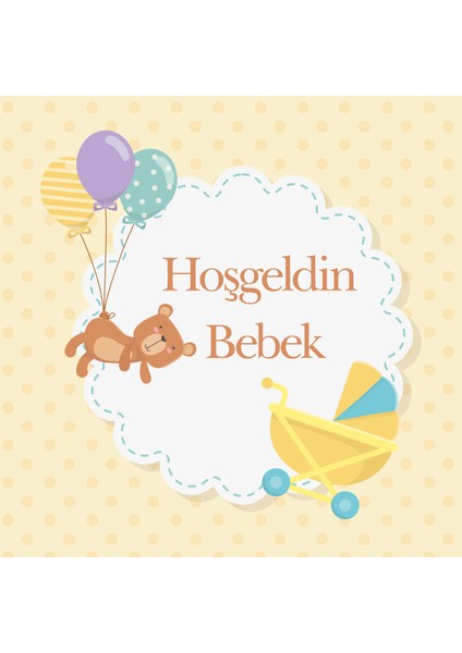 Hoş Geldin Bebek Tebrik Kartı 10 x 10 cm + 9'lu Zarf