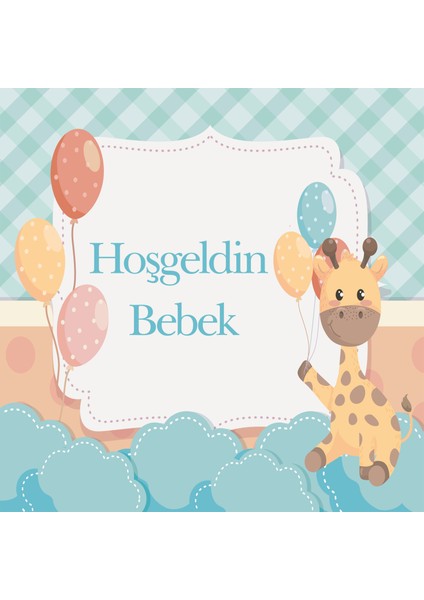 Hoş Geldin Bebek Tebrik Kartı 10 x 10 cm + 9'lu Zarf