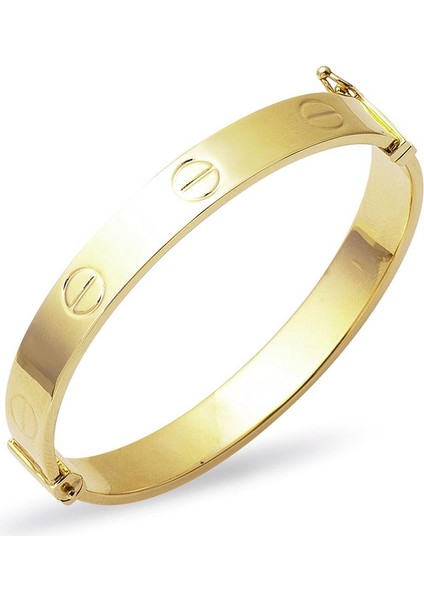 Vidalı Taşsız Altın Kelepçe Genç Bileziği