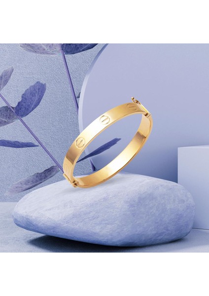 Vidalı Taşsız Altın Kelepçe Genç Bileziği modelleri