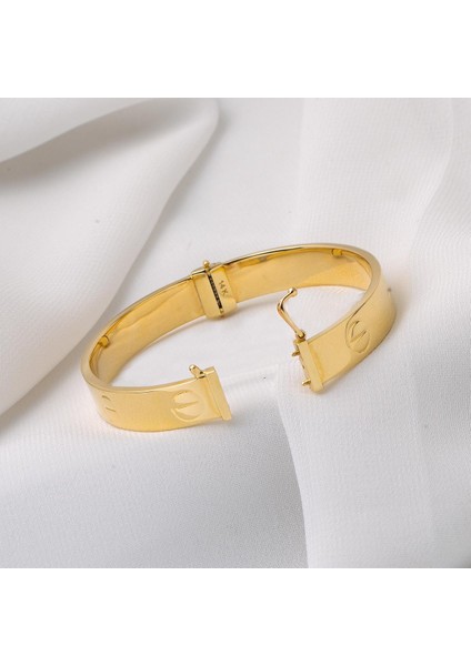 Vidalı Taşsız Altın Kelepçe Genç Bileziği fırsatları