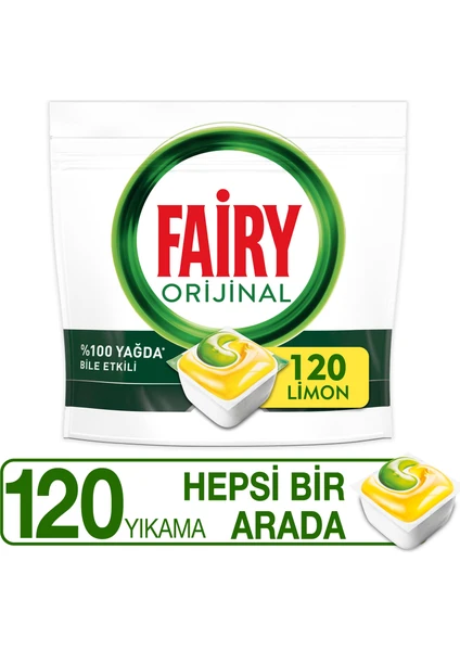 Hepsi Bir Arada Bulaşık Makinesi Deterjanı Tableti / Kapsülü Limon Kokulu 120 Yıkama