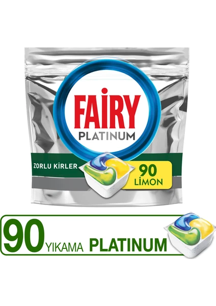 Platinum Bulaşık Makinesi Deterjanı Tableti / Kapsülü Limon Kokulu 90 Yıkama