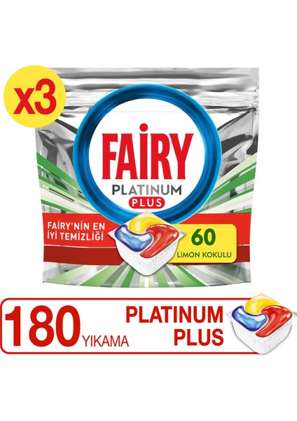 Platinum Plus Bulaşık Makinesi Deterjanı Tableti / Kapsülü 3 x 60 Yıkama