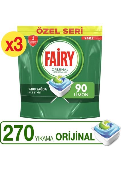 Özel Seri 270 Yıkama Bulaşık Makinesi Deterjanı Tableti / Kapsülü (90x3)
