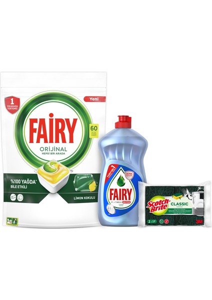 Fairy Hepsi Bir Arada 60 Yıkama Bulaşık Deterjanı Tableti / Kapsülü Limon + Platinum Hijyen 500 ml fiyatları