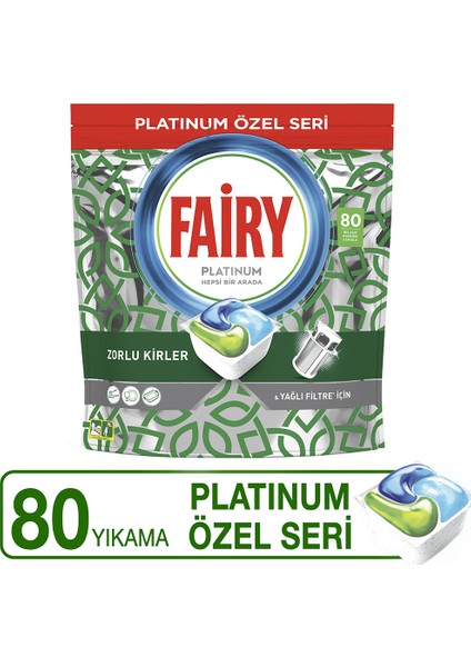 Platinum Green Bulaşık Makinesi Deterjanı Tableti / Kapsülü Özel Seri Limon Kokulu 80 Yıkama