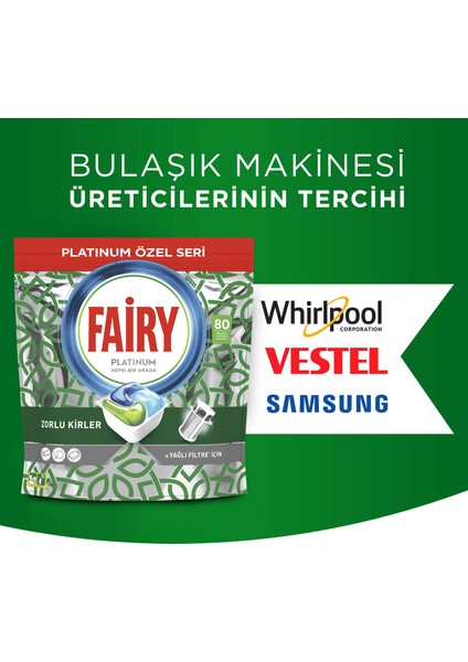 Platinum Green Bulaşık Makinesi Deterjanı Tableti / Kapsülü Özel Seri Limon Kokulu 80 Yıkama