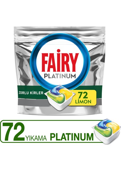 Platinum Bulaşık Makinesi Deterjanı Tableti / Kapsülü Limon Kokulu 72 Yıkama