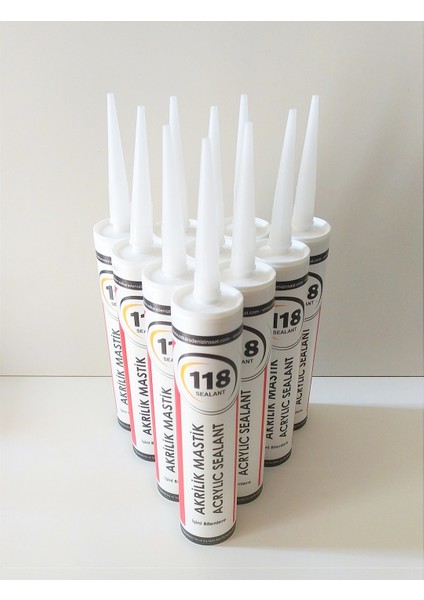 10 Adet Beyaz Silikonize Mastik / Çekomastik 450 Gr.