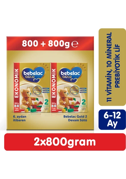 Gold 2 Devam Sütü 1600 Gr (800 Gr + 800 Gr) 6-12 Ay