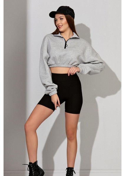 Alexandergardı Fermuarlı Crop Sweatshirt (B22-11000)