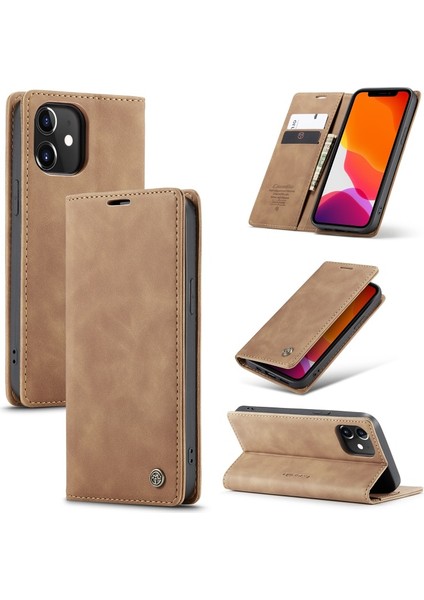 013 Serisi Apple iPhone 12 Mini Için Ayrılabilir 2-In-1 Bölünmüş Deri Kılıf - Kahverengi (Yurt Dışından)
