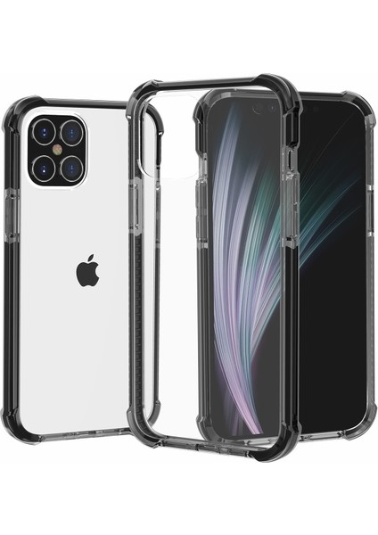 Apple iPhone 12 Için Düşmeye Dayanıklı Akrilik + Tpu Hibrit Kılıf - Siyah/gri (Yurt Dışından)