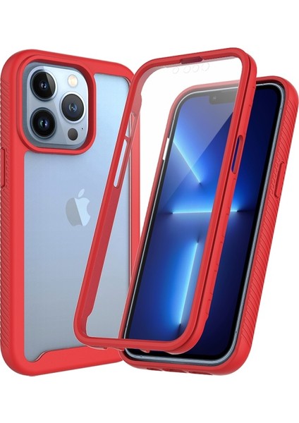 Apple iPhone 13 Pro Için Pet Ekran Koruyuculu Tpu + Pc Hibrit Telefon Kılıfı - Kırmızı (Yurt Dışından)