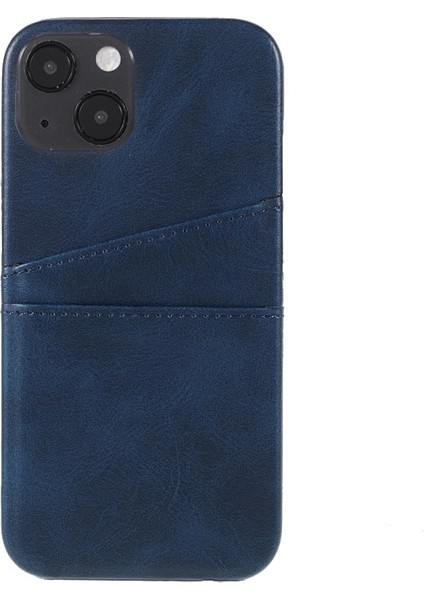 Apple İphone 13 Mini Için Çift Kart Yuvalı Deri Kaplama Pc Telefon Kılıfı - Mavi (Yurt Dışından)