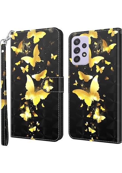Desenli Pu Deri Manyetik Tokalı Cüzdan Işlevli Stand Kapaklı Kayışı ile Telefon Kılıfı - Samsung Galaxy A53 5g (Yurt Dışından)