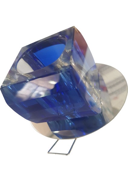 2504 Küp Blok Kristal Mavi Camlı Spot(Ampulsuz) Ack