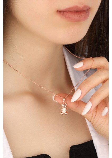 Rose Kaplama Jelibon Ayıcık 925 Ayar Gümüş Kolye