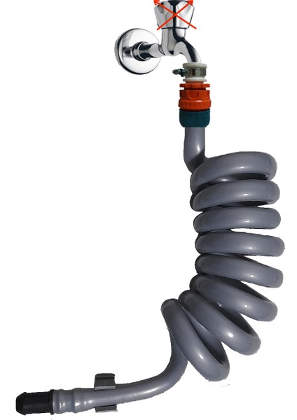 Spiral Wc Taharet Hortumu Rekorlu ve Duvara Sabitlemeli 107 Cm Gri