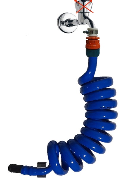 Spiral Wc Taharet Hortumu Rekorlu ve Duvara Sabitlemeli 110 Cm Mavi
