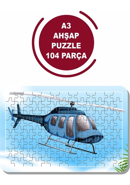 Helikopter A3 104 Parça Puzzle, Oyuncak, Yapboz
