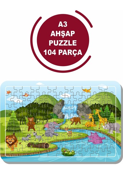 Sevimli Hayvanlar A3 104 Parça Puzzle, Oyuncak, Yapboz