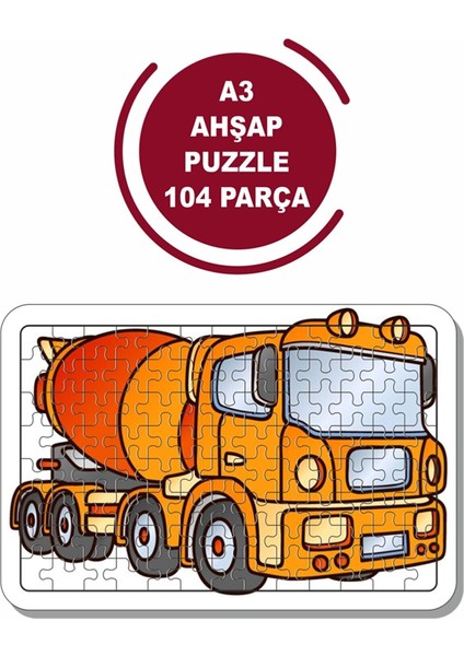 Çimento Kamyonu A3 104 Parça Puzzle, Oyuncak, Yapboz