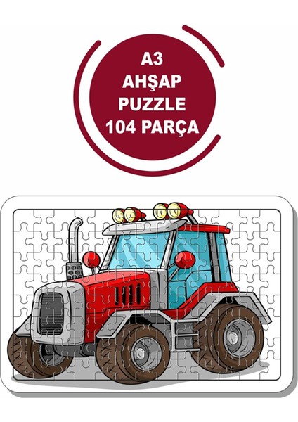 Traktör A3 104 Parça Puzzle, Oyuncak, Yapboz