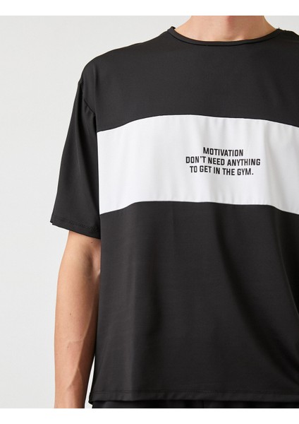 Erkek Slogan Baskılı Spor Tişört indirimleri