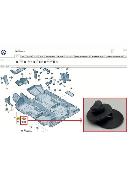 Parça Deponuz Volkswagen Taban Halısı Paspas Klipsi 1 Adet