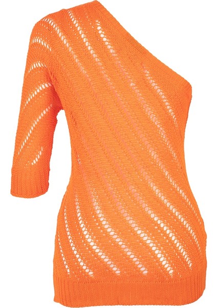 Kadın Tek Omzu Açık Turuncu Triko Bluz fiyatları