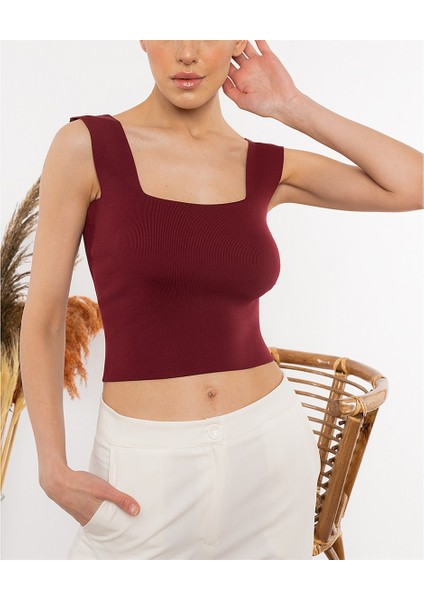 Kadın Bordo Kalın Askılı Bluz fiyatları