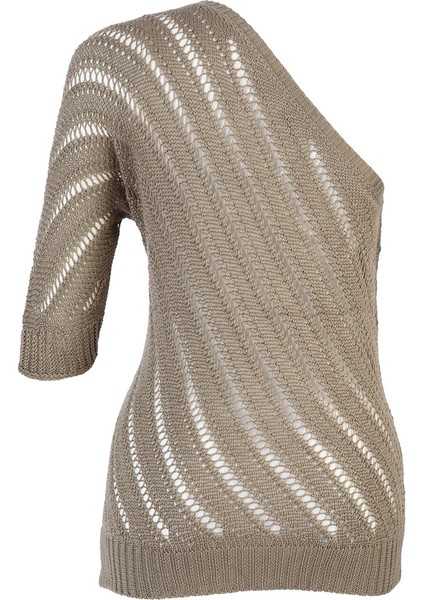 Kadın Tek Omzu Açık Haki Triko Bluz fiyatları