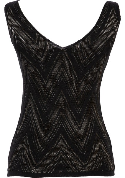 Kadın Kolsuz V Yaka Siyah Triko Bluz fiyatları