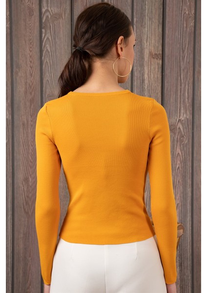 Kadın Degajeli Uzun Kollu Hardal Bluz fırsatları