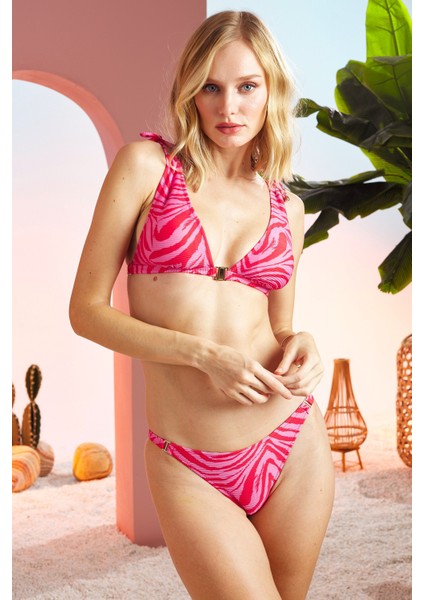 Omzu Bağlama Detaylı Uzun Üçgen Bikini 211228