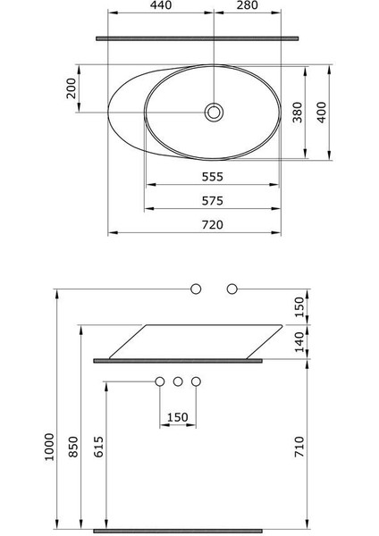 Bocchi Vessel Yatay Çanak Lavabo 72 cm Parlak Beyaz 1013-001-0125 modelleri