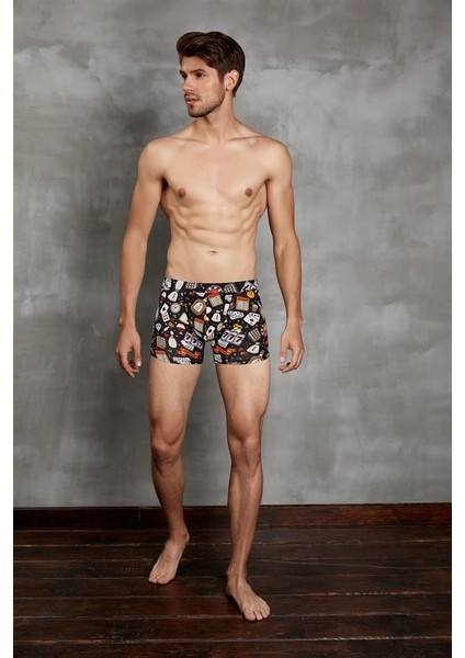 1817 Erkek Modal Kıbrıs Baskılı Torbalı Normal Paça Boxer