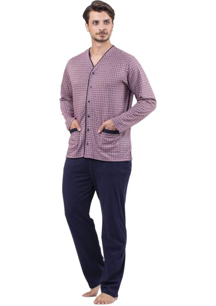 8709 Jakarlı Önden Düğmeli Pijama Takımı
