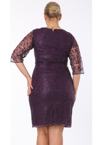 Büyük Beden 3676 Patlıcan Ara Boy Abiye Elbise indirimleri