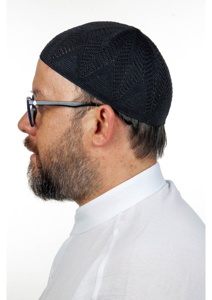 Berra Çelik Örme Dantel Namaz Takkesi Lacivert 1 Adet