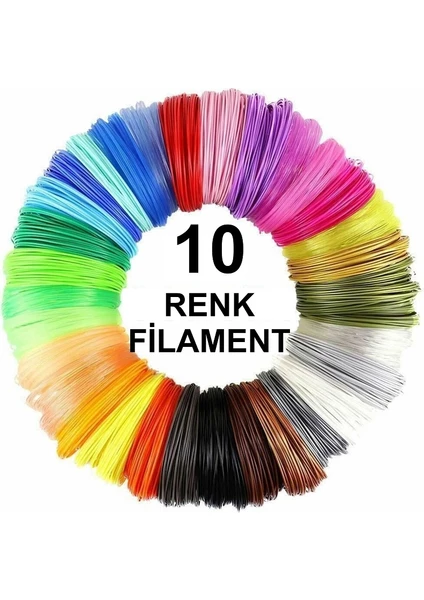 Microzey 3D Kalem Yazıcı Için 10 Renk 30 Metre (10 x 3 Metre) Pla Filament