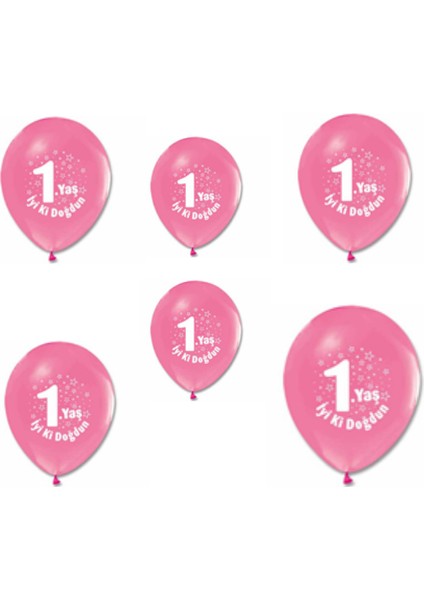 1 Yaş Kız Latex Balon 10 Adet
