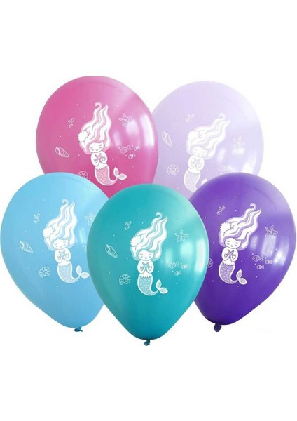 Deniz Kızı Temalı Baskılı Balon 10 Adet