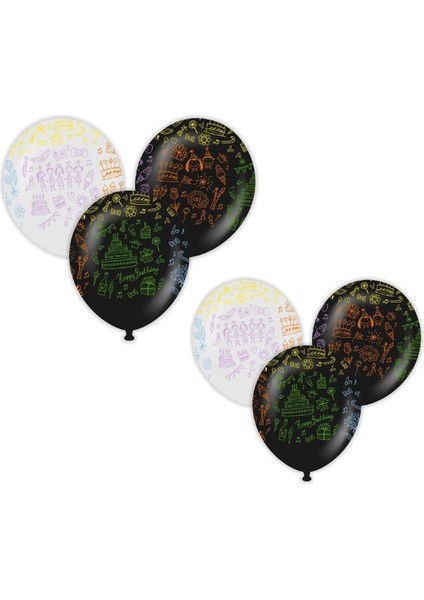 Floresan Happy Bırthday Baskılı Balon 10 Adet