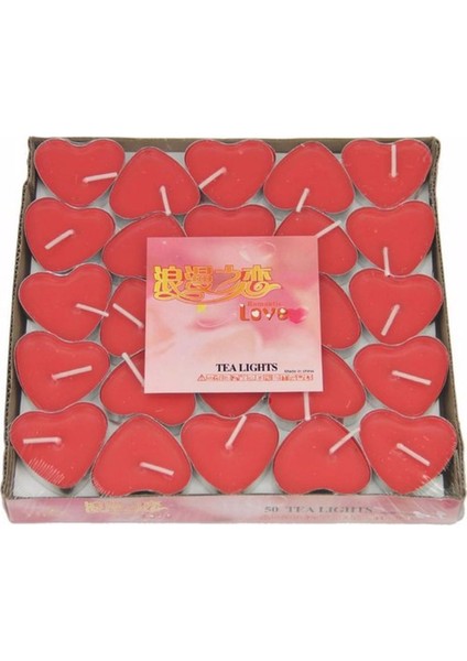 Sevgililer Günü Kırmızı Kalp Tealight Mum 150 Adet