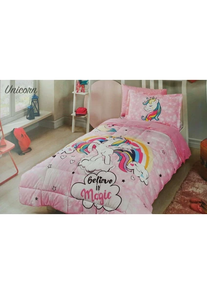 Unicorn Pembe Lisanslı Uyku Seti Tek Kişilik